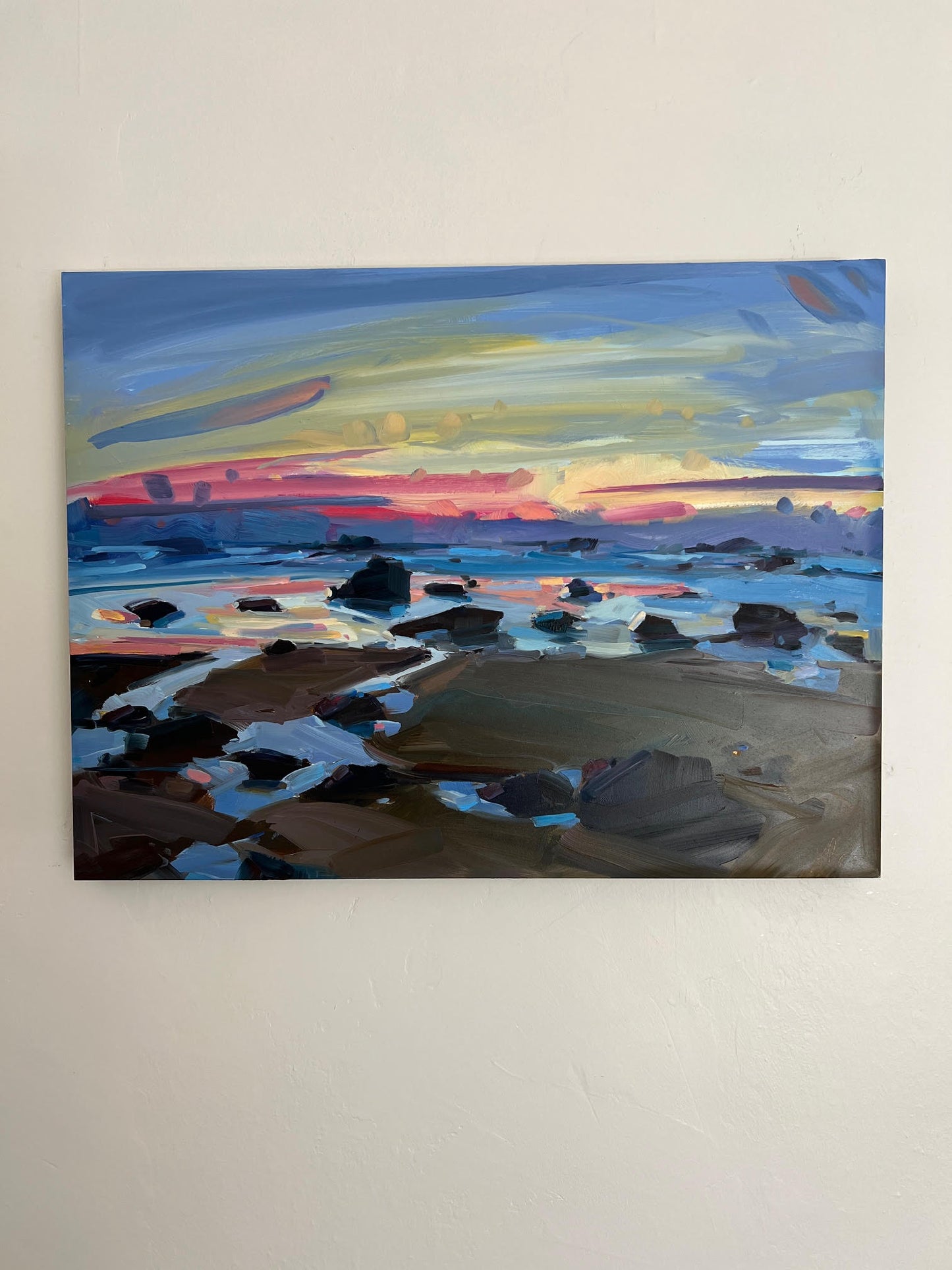 Wells Beach, Sunrise, 18" x 24" x 1.5" Original Oil Painting, Unframed