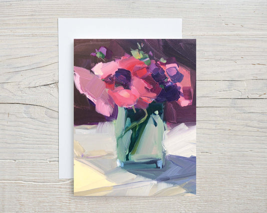 Ranunculus Bouquet, Bright Light, Notecards