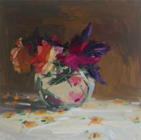 Dark Still Life with Clematis and Roses, Archival Giclee Print