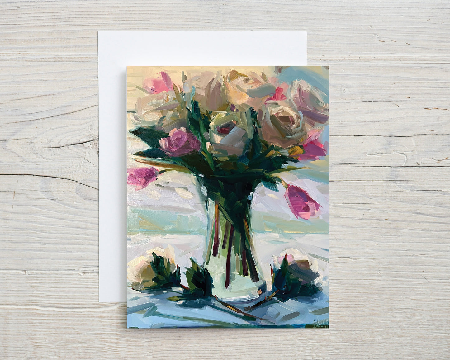 NEW Tulips and White Roses, Set of 8 notecards and envelopes