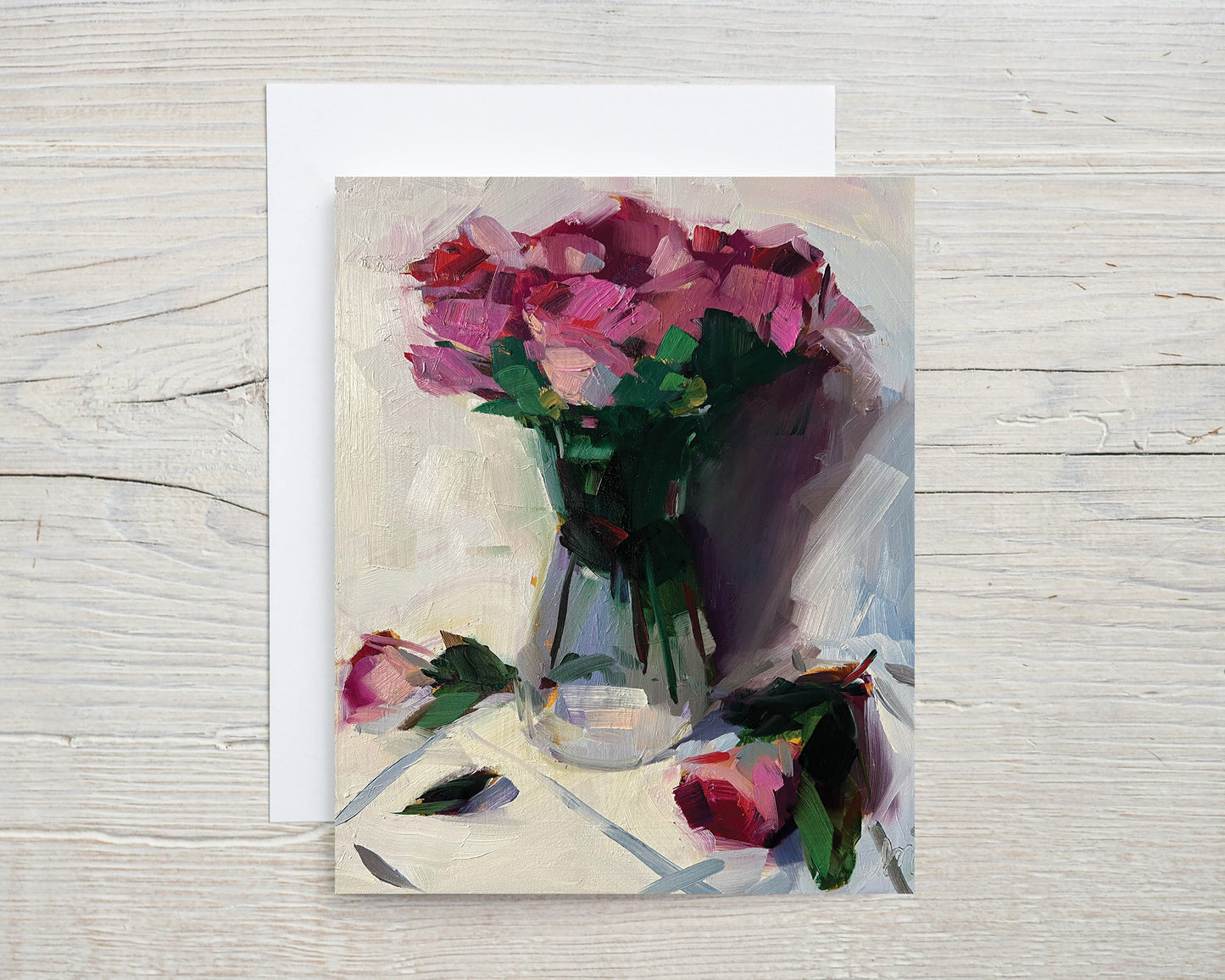 NEW Pink Rose Bouquet, Set of 8 notecards and envelopes