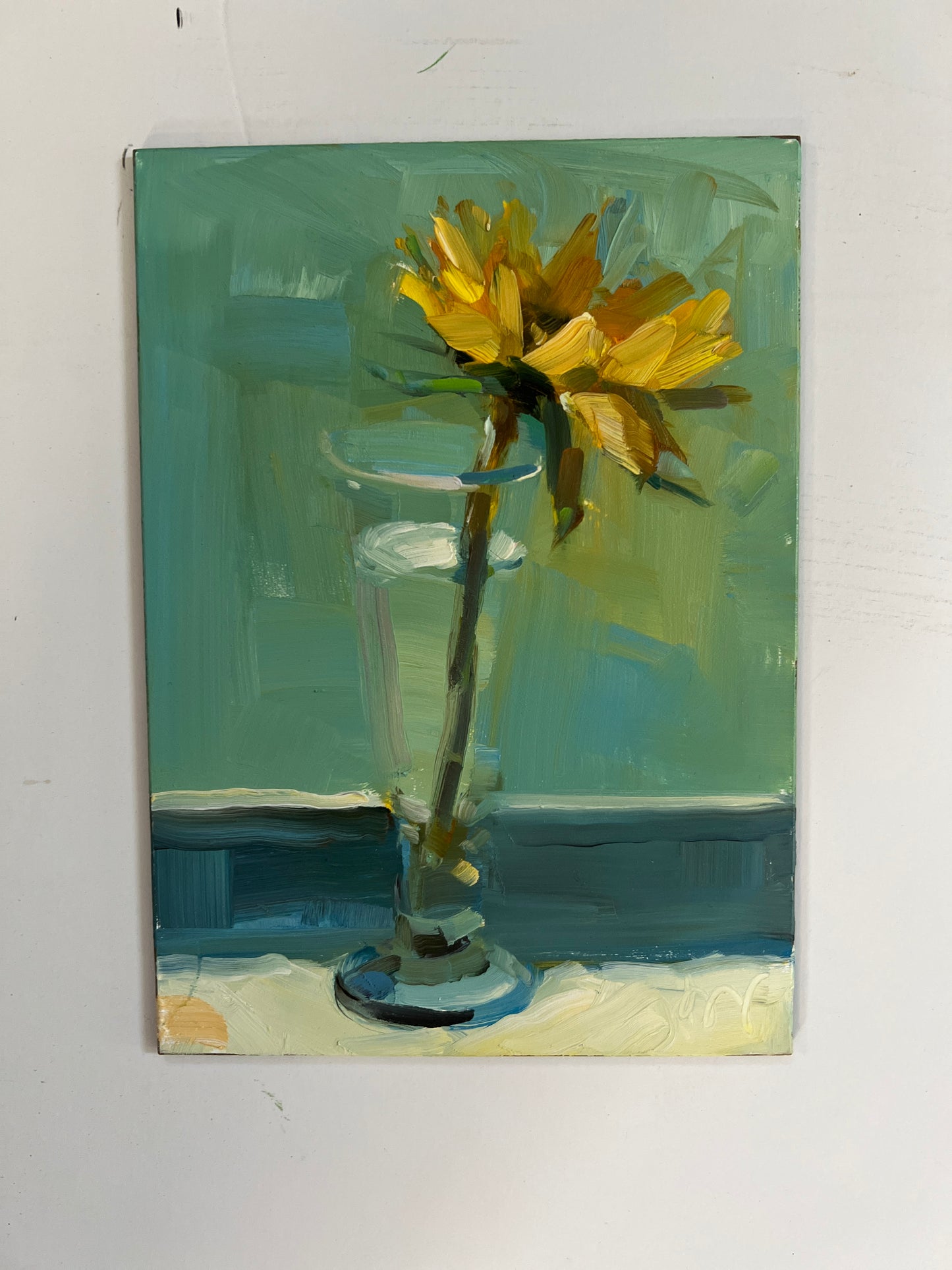 Singlet Sunflower, 7" x 5" x 1/8" Original Oil Painting, Unframed