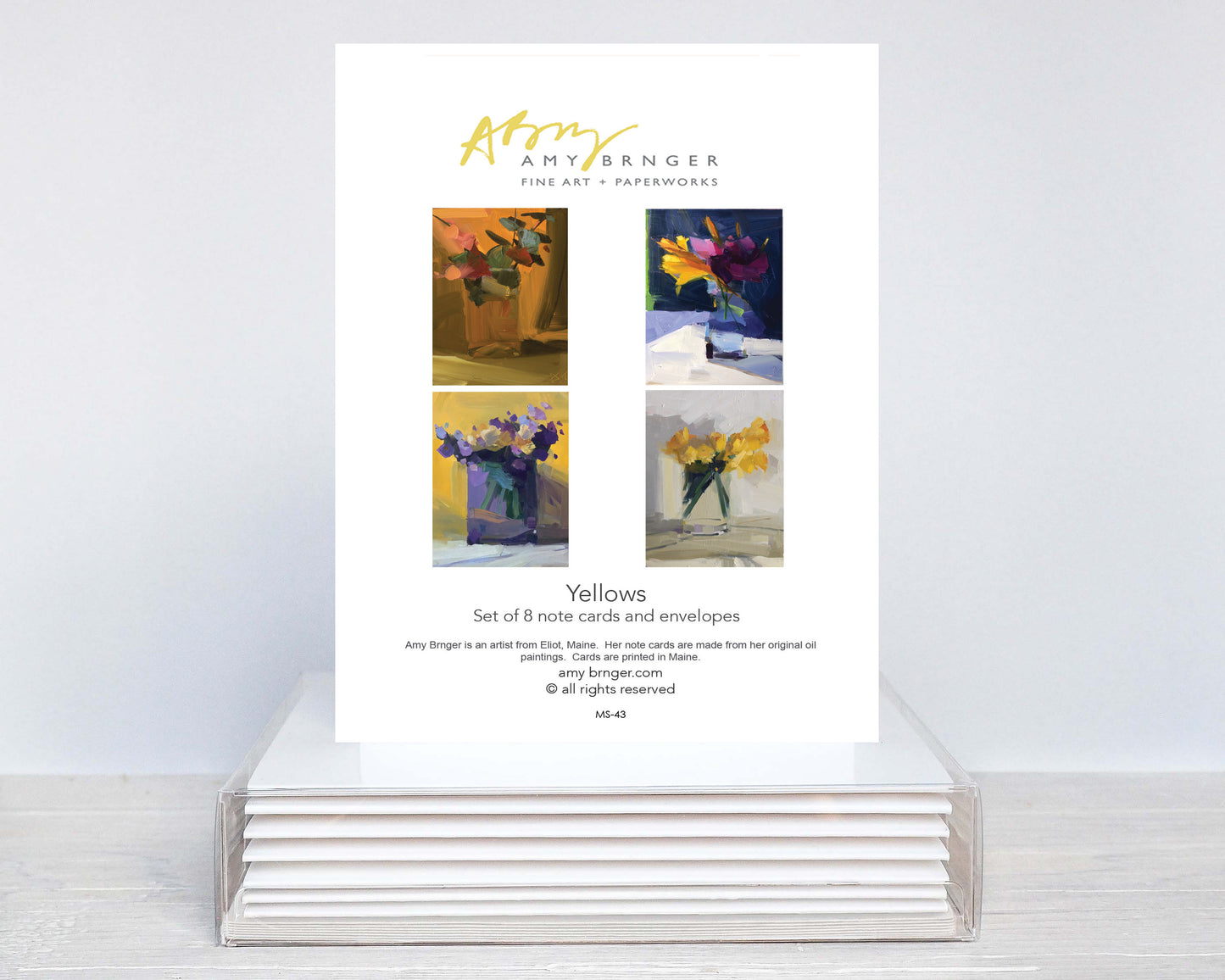 New! YELLOWS Mixed note card set (8 cards + envelopes)