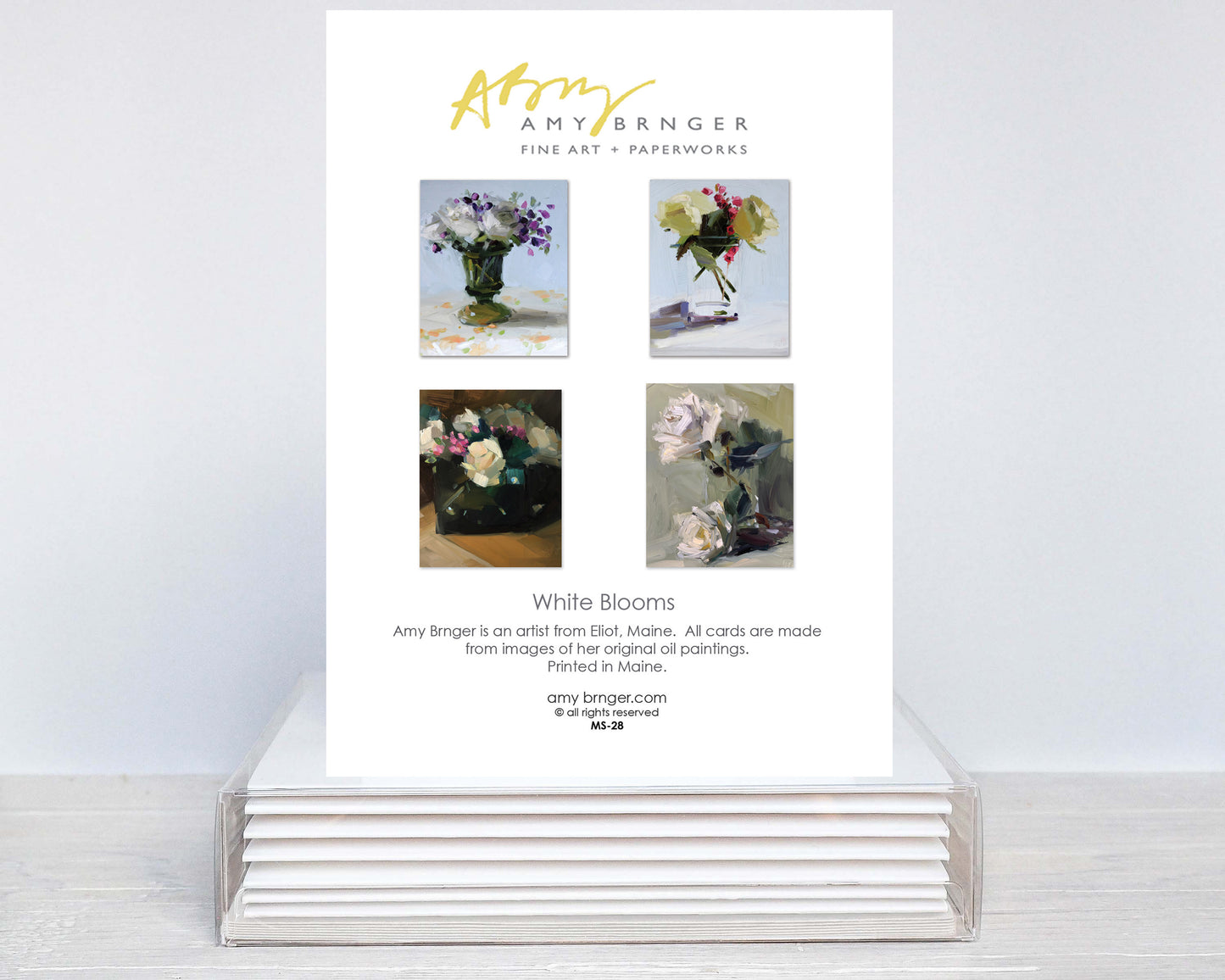 NEW! WHITE BLOOMS Note Card Mixed Set (8 cards + envelopes)