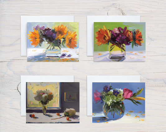 NEW! Flowers and Glass Vases, Note Card Set (8 cards)