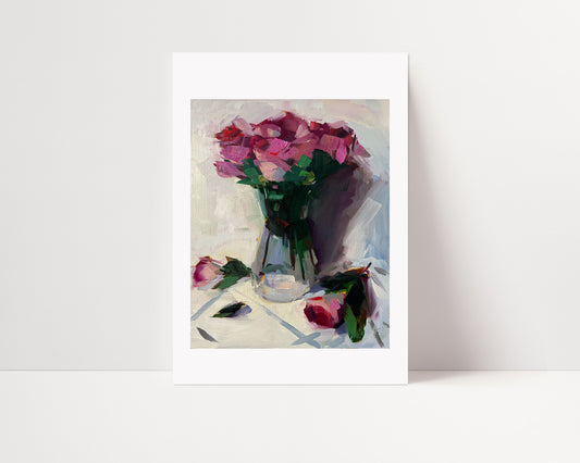 NEW! Pink Roses Giclee Print, unframed