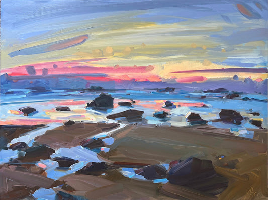 Wells Beach, Sunrise, 18" x 24" x 1.5"  Original Oil Painting, Unframed