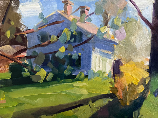 River Road Home, 6: x 8" x 1/8" original oil painting, unframed.