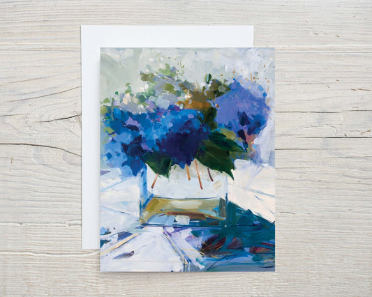 Blue Hydrangeas and Smoke Tree, Set of 8 Notecards and Envelopes