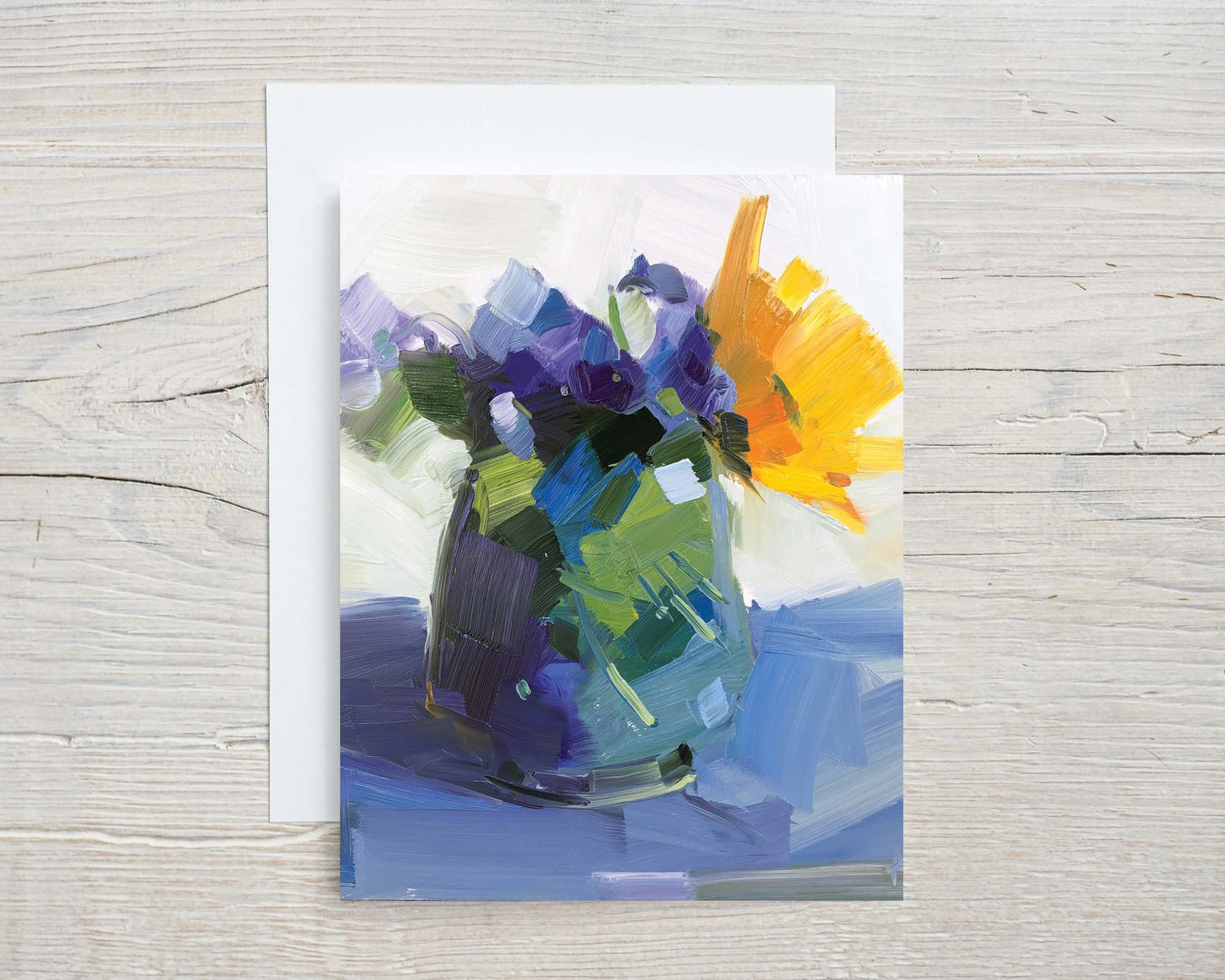 Violets and Sunflower in a Little Jar Notecards