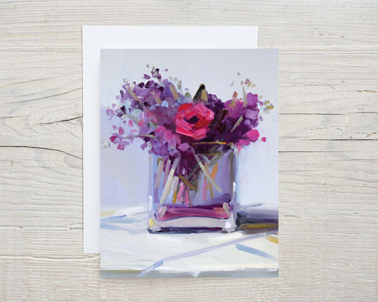Staff and Single Rose Bouquet Notecards