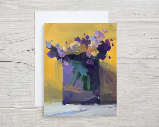Yellow and Purple Note Card Set, 8 cards and envelopes