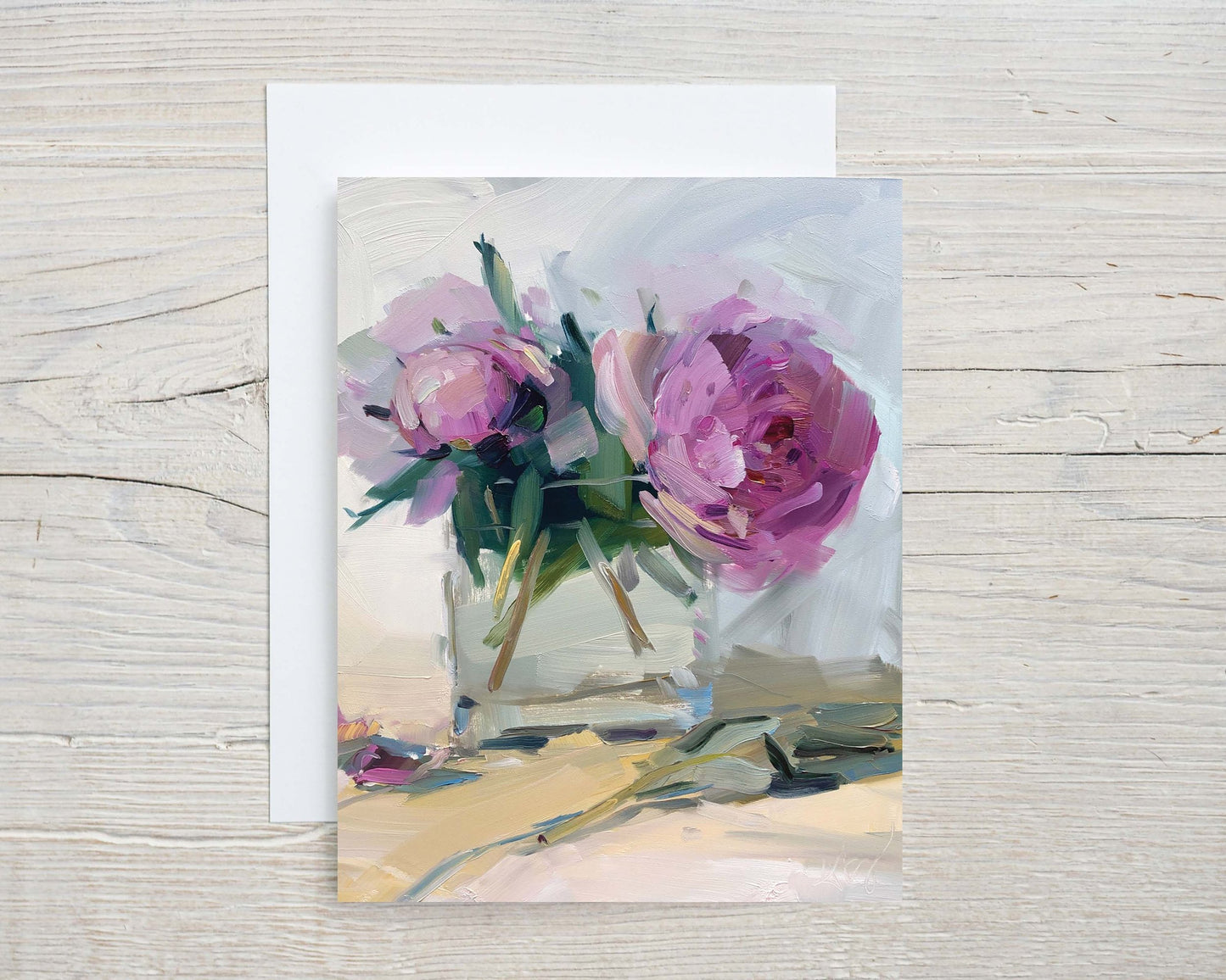 Three Peonies, Note Card Set, 8 cards and envelopes