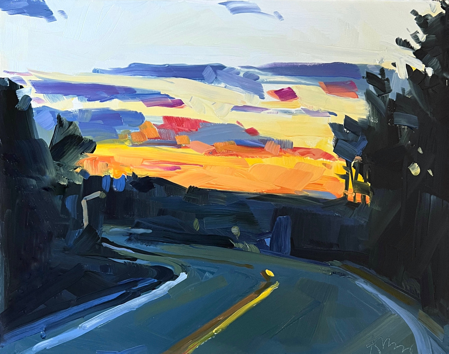 Evening Road, 8" x 10" x 1/8" Original Oil Painting, Unframed