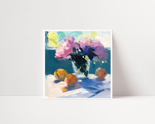 Peonies and Nectarine Archival Print, unframed